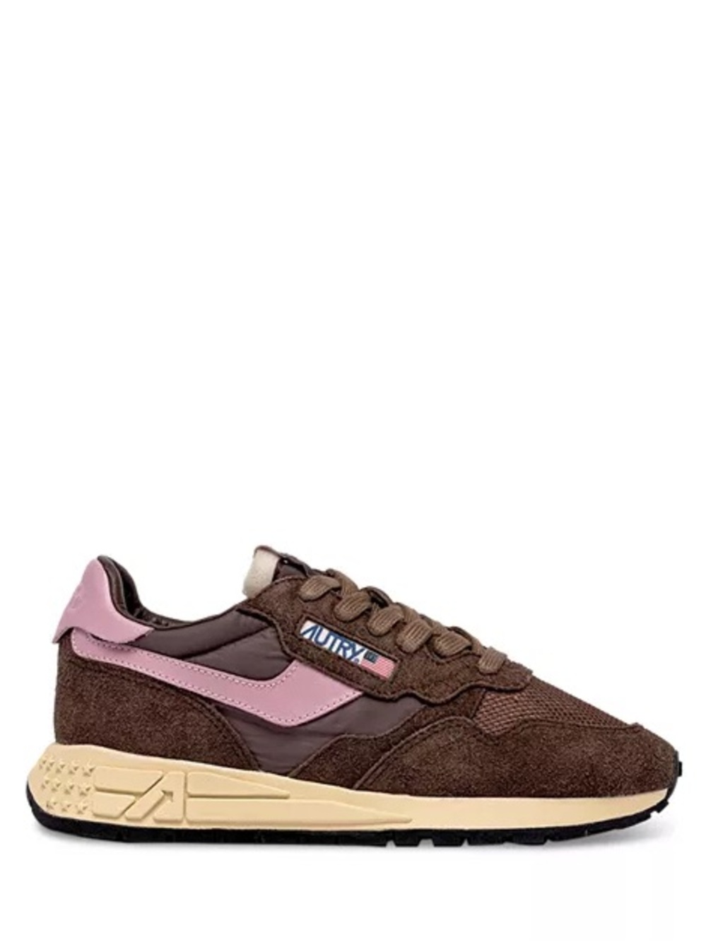 Autry Reelwind Plugh Zephyr Brown & Pink Suede Low-Top Sneaker